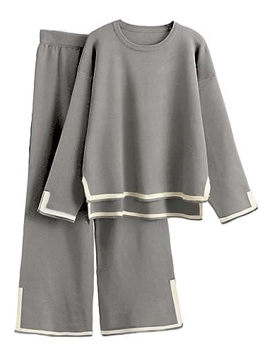 Faleave Women's Long Sleeve Sweater & Wide Leg Pants Lounge Set