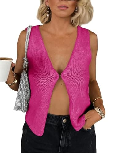 BZB Women's Summer Crochet Sleeveless Sweater Vest