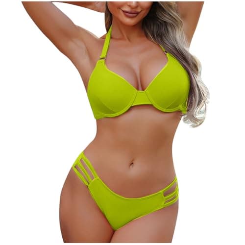 Cethrio Women's Cute Halter Tummy Control Bikini Swimsuit