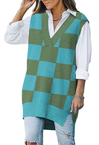 Viottiset Women's Oversized V-Neck Knit Sweater Vest