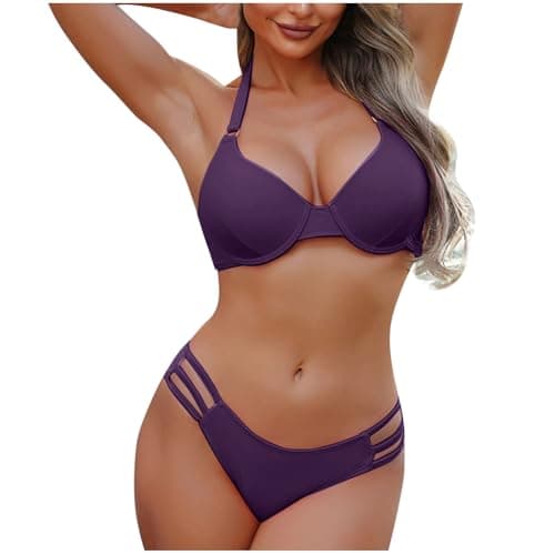 Cethrio Women's Cute Halter Tummy Control Bikini Swimsuit