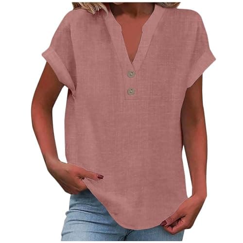 Lightweight Linen Shirts for Women Summer Casual Tops