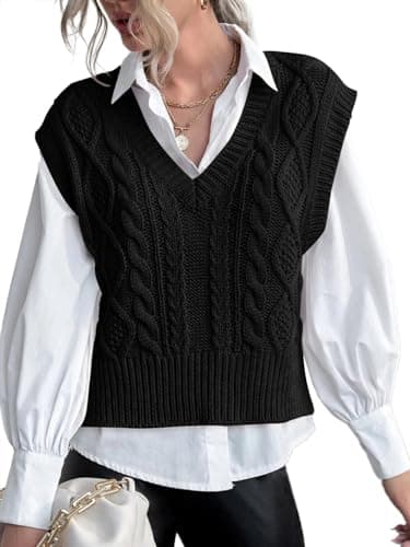 Jumppmile Women's V-Neck Sleeveless Pullover Crop Sweater Vest