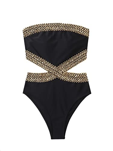 Milumia Women's Cut Out Strapless One Piece Swimsuit