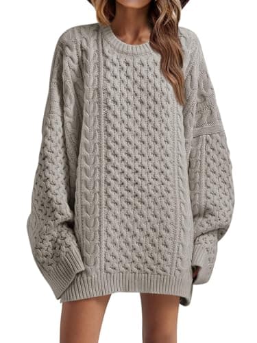 Saodimallsu Women's Oversized Chunky Cable Knit Long Sleeve Tunic Tops