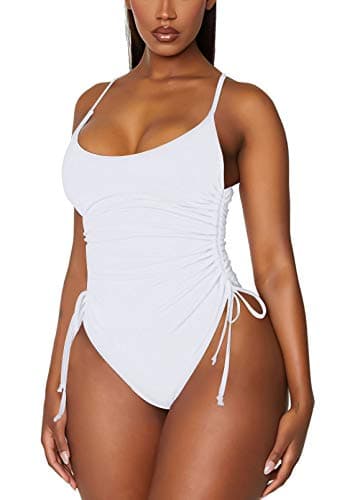 HAPCOPE Women's Cheeky High Cut Ruched One Piece Swimsuit