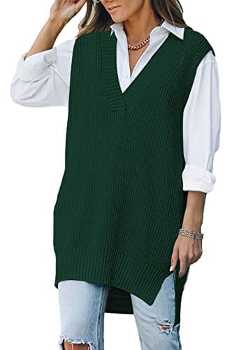 Viottiset Women's Oversized V-Neck Knit Sweater Vest