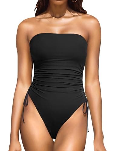 Yonique Women's Strapless Tummy Control One-Piece Swimsuit