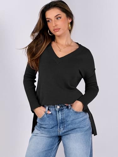 2024 Fall Women's Oversized V Neck Batwing Sleeve Sweater