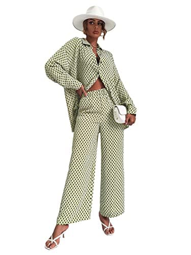 Floerns Women's Longline Blouse & Wide Leg Pants Outfit Set