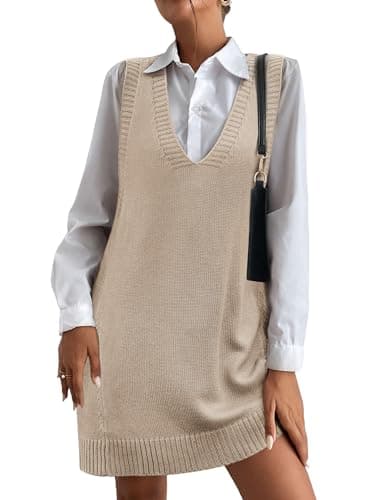 HOTOUCH Women's Oversized V-Neck Sweater Vest with Pockets