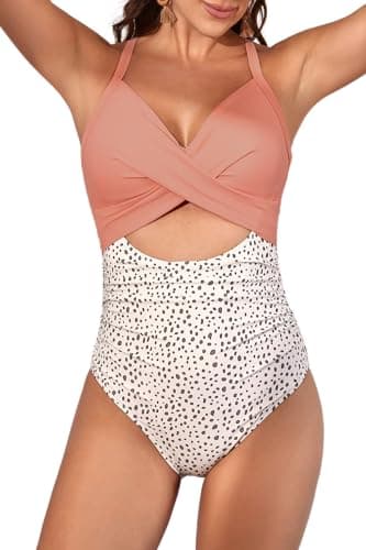 Eomenie Women's Tummy Control High Waisted Cutout One Piece Swimsuit
