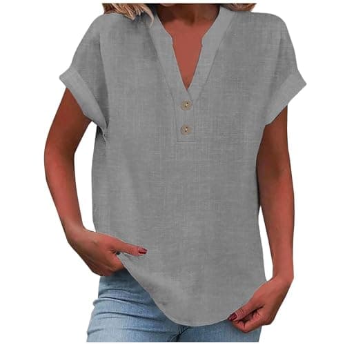 Lightweight Linen Shirts for Women Summer Casual Tops