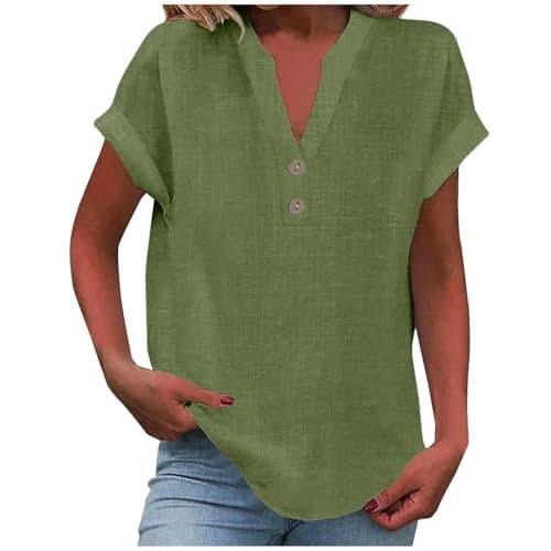 Lightweight Linen Shirts for Women Summer Casual Tops