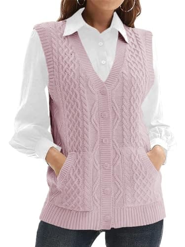 NIUBIA Women's V-Neck Knit Sleeveless Cardigan Sweater with Pocket