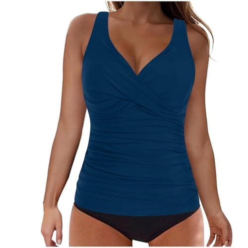Cethrio Women's Modest Ruched Tankini Swimsuits