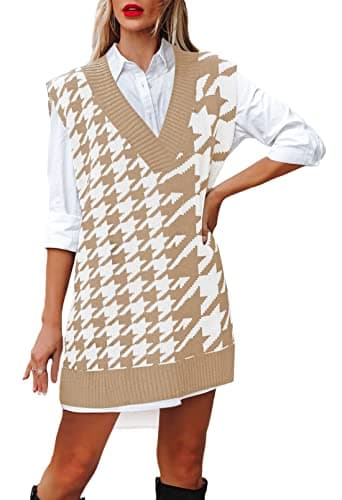 Viottiset Women's Oversized V-Neck Knit Sweater Vest