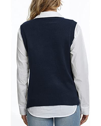 Lailezou Women's V Neck Knit Sweater Vest