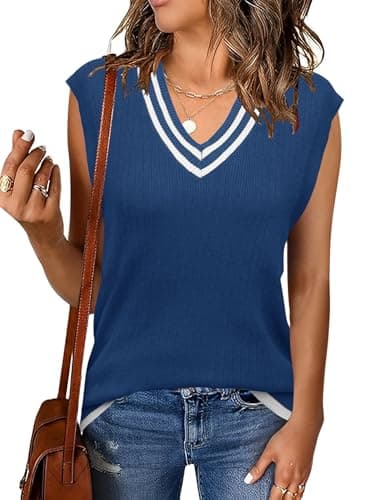 Lomens Women's V-Neck Cable Knit Sweater Vest