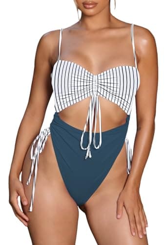 Viottiset Women's Cut-Out Drawstring Cheeky One-Piece Swimsuit