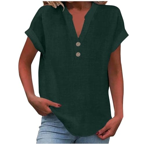 Lightweight Linen Shirts for Women Summer Casual Tops
