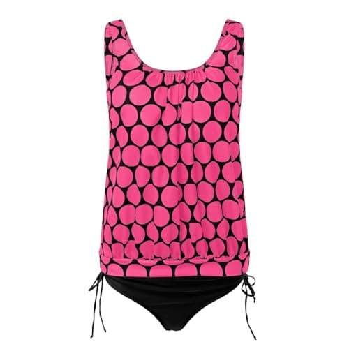 Modest Print Tankini Swimsuits for Women with Black Bottoms