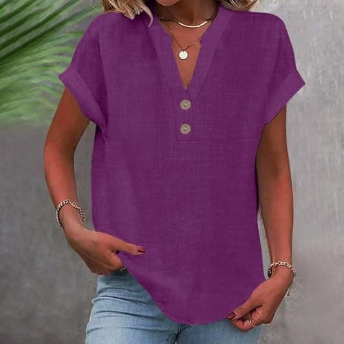 Lightweight Linen Shirts for Women Summer Casual Tops