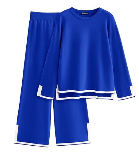 PRETTYGARDEN Women's Long Sleeve Knit Sweater Set & Wide Leg Pants Outfit