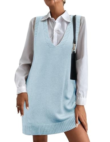 HOTOUCH Women's Oversized V-Neck Sweater Vest with Pockets