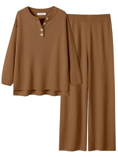Oversized Lounge Sets Matching Waffle Knit Casual Outfit 2024 Travel Clothing