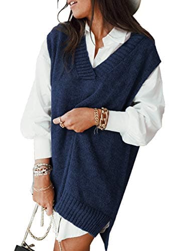 Oversized Women's V-Neck Sleeveless Sweater Vest
