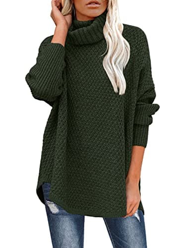 DOROSE Women's Oversized Turtleneck Long Sleeve Knit Tunic Sweater