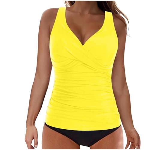 Cethrio Women's Modest Ruched Tankini Swimsuits