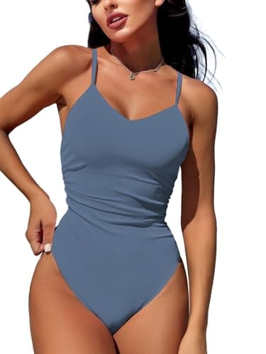 Swimall Women's Tummy-Control One Piece Swimsuit with O-Ring