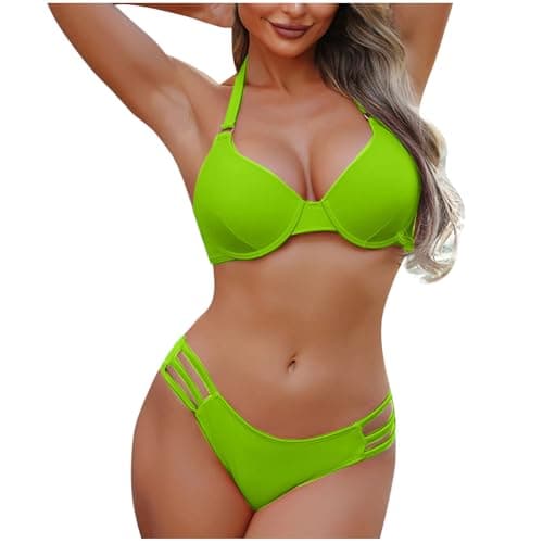 Cethrio Women's Cute Halter Tummy Control Bikini Swimsuit