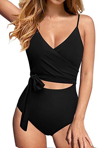 Upopby Women's Sexy Cut Out V Neck High Waisted One Piece Swimsuit