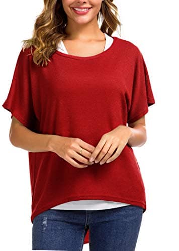 UGET Women's Oversized Batwing Sleeve Pullover Casual Top