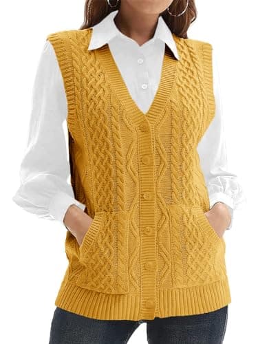 NIUBIA Women's V-Neck Knit Sleeveless Cardigan Sweater with Pocket