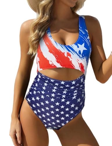 VIMPUNEC High-Waisted Tummy Control One-Piece Swimsuit Cut Out Design