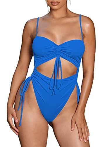 Viottiset Women's Cut-Out Drawstring Cheeky One-Piece Swimsuit