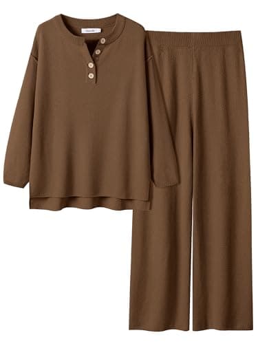 Oversized Lounge Sets Matching Waffle Knit Casual Outfit 2024 Travel Clothing