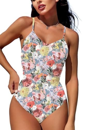 Swimall Women's Tummy-Control One Piece Swimsuit with O-Ring