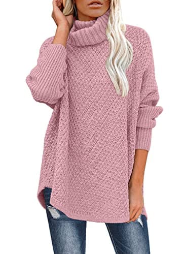 DOROSE Women's Oversized Turtleneck Long Sleeve Knit Tunic Sweater