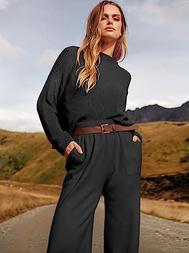 ANRABESS Women's Two-Piece Knit Loungewear Set