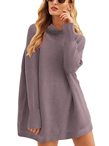 ANRABESS Women's Oversized Casual Long Sleeve Turtleneck Knit Tunic Sweaters 2024 Fall