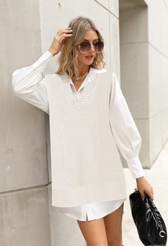 Viottiset Women's Oversized V-Neck Knit Sweater Vest