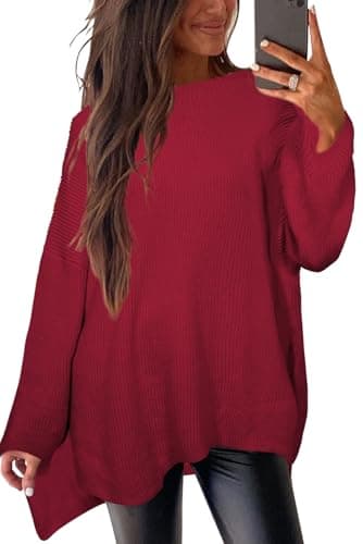 Zyyfly Women's Batwing Long Sleeve Oversized Sweater Tops