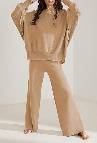 Pink Queen Women's 2-Piece Knit Sweater Set & Wide Leg Pants