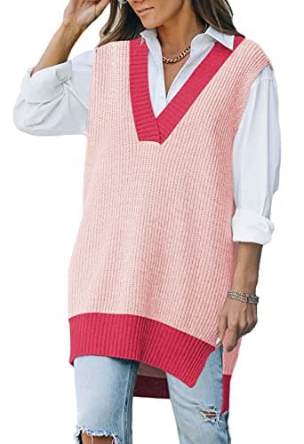 Viottiset Women's Oversized V-Neck Knit Sweater Vest