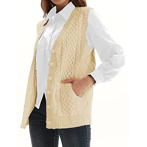 NIUBIA Women's V-Neck Knit Cardigan Sweater with Pocket
